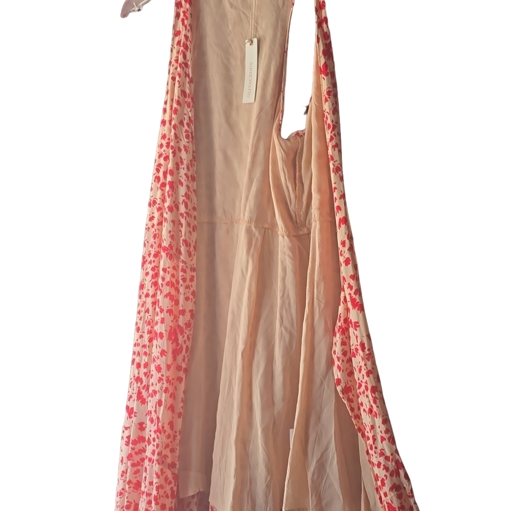 NWT Olivaceous Pink and White Asymmetrica Warped l Maxi Dress - Picture 5 of 14